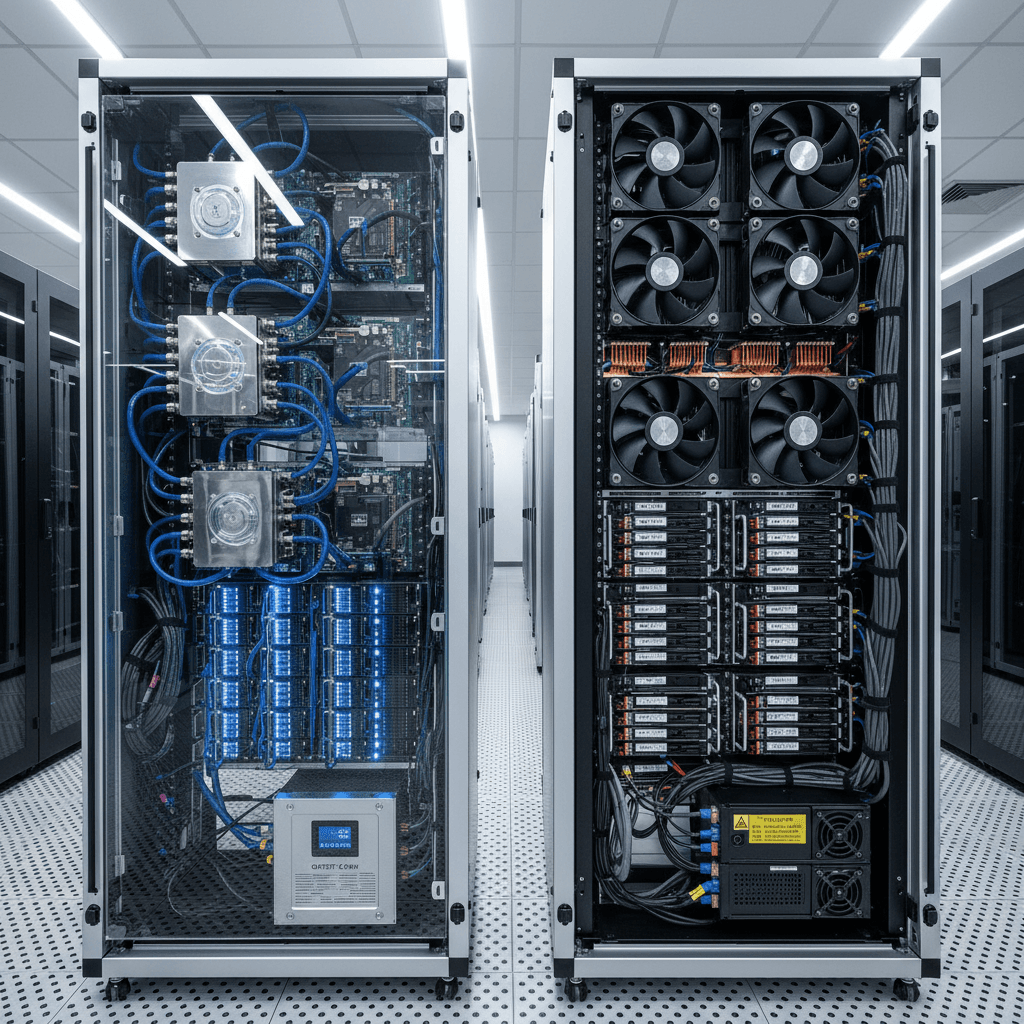 Technology comparison concept with server configurations side by side